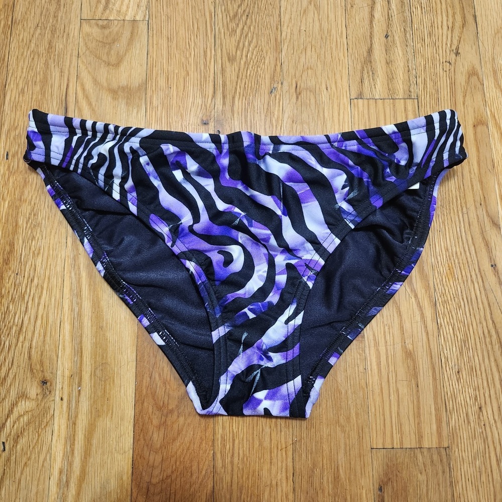 NWT‎ Speedo Swimsuit Brief Bottom Animal Print Purple Multicolor Size 10